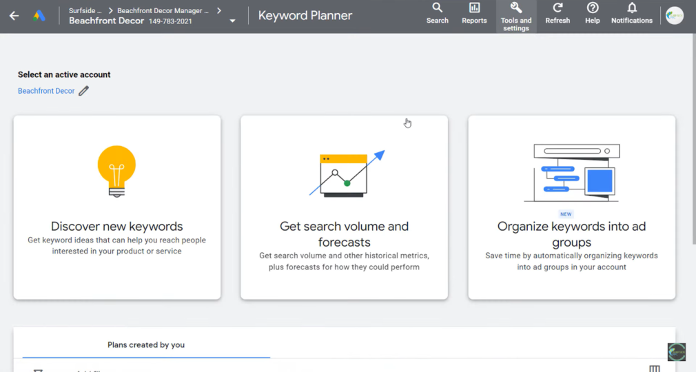 Google Keyword Planner - discover new words, get search volume and forecasts, organize keywords into groups