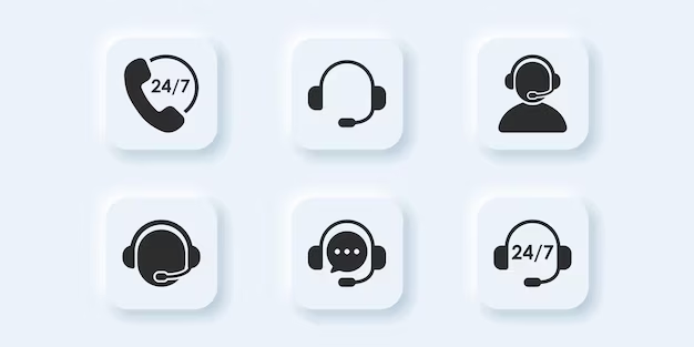 White customer support icons