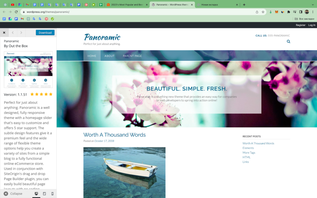 Site theme page