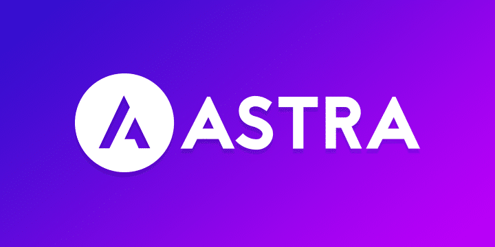 Astra logo featuring an encircled 'A' followed by the text 'astra' in white